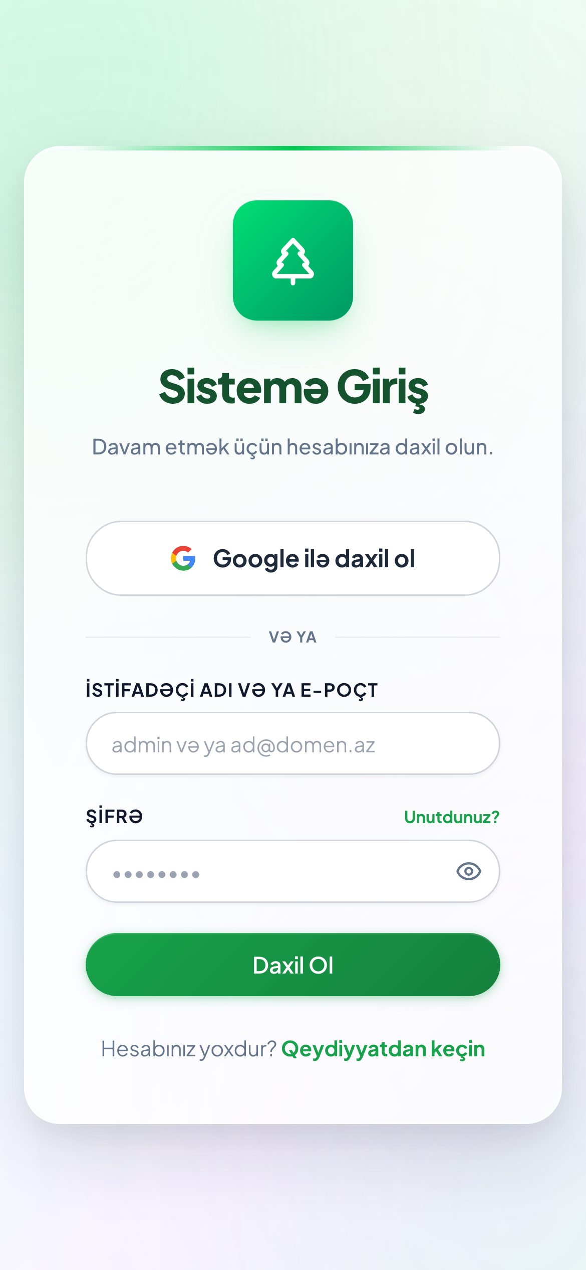 Giriş ekranı